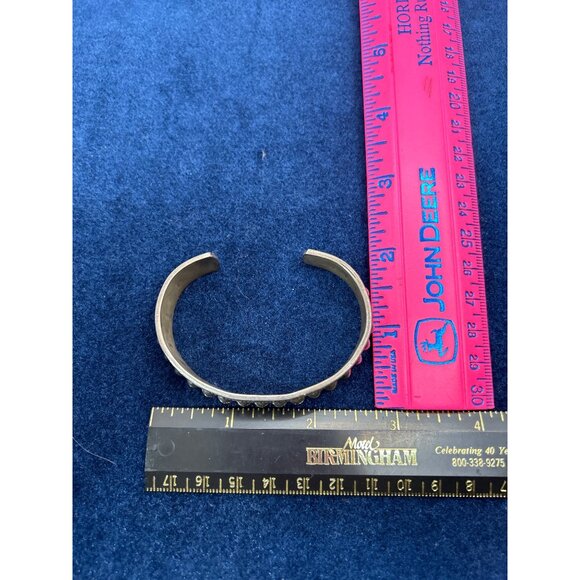 Vintage Sterling Silver Cuff Bracelet With Beaded Design By Mexico - Picture 7 of 9